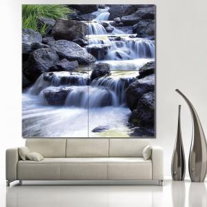 Quadro moderno grande su tela WALL 160x160 cm PAESAGGI MISTY WATERFALLS, set 4 pz tele 80x80 cm per soggiorno camera da letto del brand Lupia, categoria: Arredo e decorazioni > Quadri e Tele > Grandi Quadri.