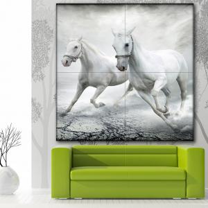 Quadro moderno grande su tela WALL 2x2 m ANIMALI CAVALLI BIANCHI, set 4 pz tele 1x1 m per soggiorno camera da letto del brand Lupia, categoria: Arredo e decorazioni > Quadri e Tele > Grandi Quadri.