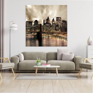 Quadro moderno grande su tela WALL 2x2 m CITTA BRIDGE AT NIGHT, set 4 pz tele 1x1 m per soggiorno camera da letto del brand Lupia, categoria: Arredo e decorazioni > Quadri e Tele > Grandi Quadri.