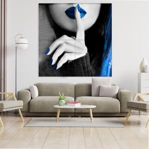 Quadro moderno grande su tela WALL 2x2 m DONNE BLUE SILENCE, set 4 pz tele 1x1 m per soggiorno camera da letto del brand Lupia, categoria: Arredo e decorazioni > Quadri e Tele > Grandi Quadri.