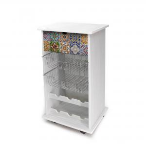 Carrello cucina salvaspazio legno NEW Portafrutta multiuso misure 47x39 Altezza 85 cm WHITE TILES del brand Lupia, categoria: Tavola e cucina > Carrelli e Cesti > Carrelli portafrutta multiuso.