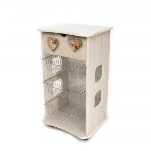 Carrello cucina salvaspazio legno Portafrutta multiuso misure 47x39 Altezza 85 cm Shabby Rose Heart del brand Lupia, categoria: Tavola e cucina > Carrelli e Cesti > Carrelli portafrutta multiuso.