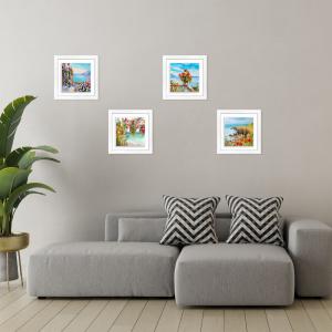 Set 4 Quadri moderni stampa su CERAMICA cornice Shabby MODERN White TROMPE Panorami floreale - 18x18 cm del brand Lupia, categoria: Arredo e decorazioni > Quadri e Tele > Quadri con cornice.