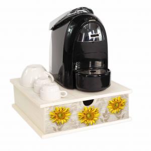 Contenitore Porta Capsule e Cialde caffÃ¨ Cassetto ORGANIZER Shabby GIRASOLE 33x33 cm in legno del brand Lupia, categoria: Tavola e cucina > Portapane, Contenitori e Organizer > Organizer.