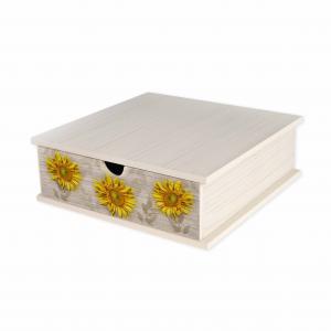 Contenitore Porta Capsule e Cialde caffÃ¨ Cassetto ORGANIZER Shabby GIRASOLE 33x33 cm in legno del brand Lupia, categoria: Tavola e cucina > Portapane, Contenitori e Organizer > Organizer.