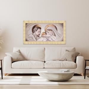 Quadro moderno Sacra famiglia cornice PRINCE 63x133 cm THE KISS CERAMIC ORO GOLD del brand Lupia, categoria: Arredo e decorazioni > Quadri e Tele > Riproduzioni sacre.