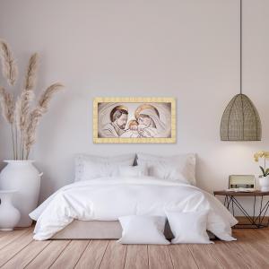 Quadro moderno Sacra famiglia cornice PRINCE 63x133 cm THE KISS CERAMIC ORO GOLD del brand Lupia, categoria: Arredo e decorazioni > Quadri e Tele > Riproduzioni sacre.