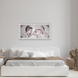 Quadro moderno Sacra Famiglia cornice PRINCE 63x133 cm THE KISS CERAMIC GREY SILVER del brand Lupia, categoria: Arredo e decorazioni > Quadri e Tele > Riproduzioni sacre.