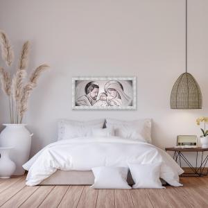 Quadro moderno Sacra Famiglia cornice PRINCE 63x133 cm THE KISS CERAMIC GREY SILVER del brand Lupia, categoria: Arredo e decorazioni > Quadri e Tele > Riproduzioni sacre.