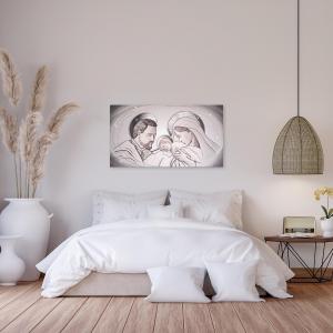 Quadro su tela Sacra Famiglia SHINY con glitter 62X115 cm The Kiss Ceramic Grey del brand Lupia, categoria: Arredo e decorazioni > Quadri e Tele > Riproduzioni sacre.