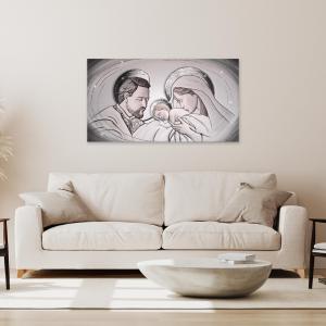 Quadro su tela Sacra famiglia SHINY con glitter 77X143 cm The Kiss Ceramic Grey del brand Lupia, categoria: Arredo e decorazioni > Quadri e Tele > Riproduzioni sacre.