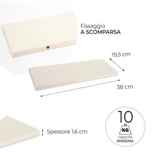 Mensola da muro in Legno SHABBY, scaffale da parete in MDF, montaggio a scomparsa per soggiorno, cucina, bagno, camera da letto - 38x19,5x1,6 cm del brand Lupia, categoria: Arredo e decorazioni > Decorazioni da parete > Mensole.