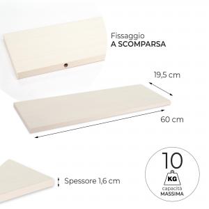 Mensola da muro in Legno SHABBY, scaffale da parete in MDF, montaggio a scomparsa per soggiorno, cucina, bagno, camera da letto - 38x19,5x1,6 cm del brand Lupia, categoria: Arredo e decorazioni > Decorazioni da parete > Mensole.