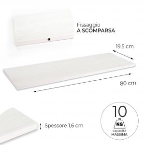 Mensola da muro in Legno Bianca, scaffale da parete in MDF, montaggio a scomparsa per soggiorno, cucina, bagno, camera da letto - 38x19,5x1,6 cm del brand Lupia, categoria: Arredo e decorazioni > Decorazioni da parete > Mensole.