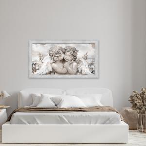 Quadro Moderno Camera da letto con cornice BOSTON Grey 60x110 cm ANGELS IN FLOWERS MIX stampa su pannello in legno del brand Lupia, categoria: Arredo e decorazioni > Quadri e Tele > Quadri su Legno.
