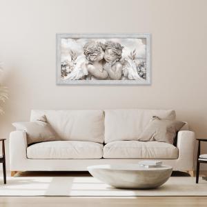Quadro Moderno Camera da letto con cornice BOSTON Grey 60x110 cm ANGELS IN FLOWERS MIX stampa su pannello in legno del brand Lupia, categoria: Arredo e decorazioni > Quadri e Tele > Quadri su Legno.