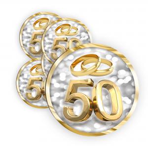 Calamita, MAGNETI in Legno Set da 24 PEZZI D.4,5 cm 50 MATRIMONIO, segnaposto ricordino regalo, bomboniera confettata, pensierino anniversario anni del brand Lupia, categoria: Idee regalo e bomboniere > Oggettistica > Magneti.