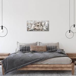 Quadro moderno MONDIE' poster su legno con lamina argento cm 31x66 ANGELS IN FLOWER MIX capezzale, soggiorno, camera da letto del brand Lupia, categoria: Arredo e decorazioni > Quadri e Tele > Quadri su Legno.