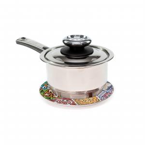 Lupia - Sottopentola Rotondo in Vetro Temperato TILES, Stampa a Colori, Protezione Superfici Calde, Facile da Pulire, Diametro 21 cm, Spessore 14 mm, Appendibile, Made in Italy, supporto in Legno del brand Lupia, categoria: Tavola e cucina > Accessori per la Tavola > Sottopentole, Sottopiatti e Sottobicchieri.