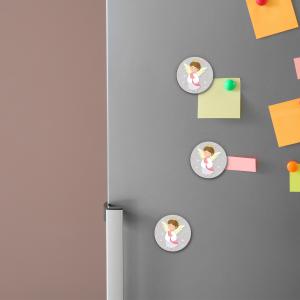 Calamita, MAGNETI in Legno Set da 24 PEZZI D.4,5 cm ANGEL GIRL con decorazione stampata del brand Lupia, categoria: Idee regalo e bomboniere > Bomboniere > Bomboniere Segnaposto.