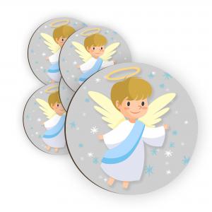 Calamita, MAGNETI in Legno Set da 24 PEZZI D.4,5 cm ANGEL BOY con decorazione stampata del brand Lupia, categoria: Idee regalo e bomboniere > Oggettistica > Magneti.