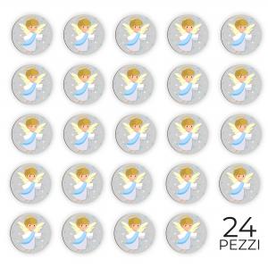 Calamita, MAGNETI in Legno Set da 24 PEZZI D.4,5 cm ANGEL BOY con decorazione stampata del brand Lupia, categoria: Idee regalo e bomboniere > Oggettistica > Magneti.