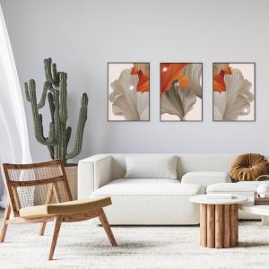 Set con 3 POSTER Quadri moderni FLOWERS ORANGE A3 29,7x42 ART PRINTS METAL finitura metallizzata soggiorno camera da letto, astratti SENZA CORNICE del brand Lupia, categoria: Arredo e decorazioni > Poster > Poster Art Prints Metal.