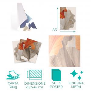 Set con 3 POSTER Quadri moderni FLOWERS ORANGE A3 29,7x42 ART PRINTS METAL finitura metallizzata soggiorno camera da letto, astratti SENZA CORNICE del brand Lupia, categoria: Arredo e decorazioni > Poster > Poster Art Prints Metal.