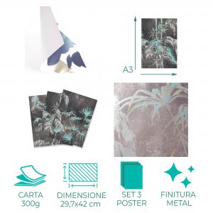 Set con 3 POSTER Quadri moderni EXSOTIC PLANTS MIX A3 29,7x42 ART PRINTS METAL finitura metallizzata soggiorno camera da letto, astratti SENZA CORNICE del brand Lupia, categoria: Arredo e decorazioni > Poster > Poster Art Prints Metal.