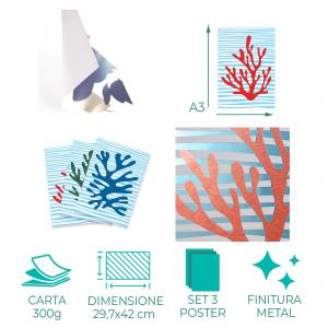 Set con 3 POSTER Quadri moderni CORAL A3 29,7x42 ART PRINTS METAL finitura metallizzata soggiorno camera da letto, astratti SENZA CORNICE del brand Lupia, categoria: Arredo e decorazioni > Poster > Poster Art Prints Metal.