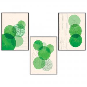 Set con 3 POSTER Quadri moderni GREEN BUBBLES A3 29,7x42 ART PRINTS METAL finitura metallizzata soggiorno camera da letto, astratti SENZA CORNICE del brand Lupia, categoria: Arredo e decorazioni > Poster > Poster Art Prints Metal.