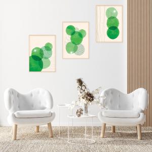 Set con 3 POSTER Quadri moderni GREEN BUBBLES A3 29,7x42 ART PRINTS METAL finitura metallizzata soggiorno camera da letto, astratti SENZA CORNICE del brand Lupia, categoria: Arredo e decorazioni > Poster > Poster Art Prints Metal.