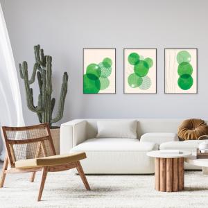 Set con 3 POSTER Quadri moderni GREEN BUBBLES A3 29,7x42 ART PRINTS METAL finitura metallizzata soggiorno camera da letto, astratti SENZA CORNICE del brand Lupia, categoria: Arredo e decorazioni > Poster > Poster Art Prints Metal.