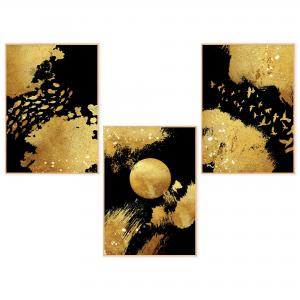 Set con 3 POSTER Quadri moderni GOLD NATURE A3 29,7x42 ART PRINTS METAL finitura metallizzata per soggiorno camera da letto, astratti SENZA CORNICE del brand Lupia, categoria: Arredo e decorazioni > Poster > Poster Art Prints Metal.