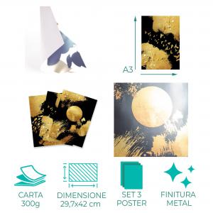 Set con 3 POSTER Quadri moderni GOLD NATURE A3 29,7x42 ART PRINTS METAL finitura metallizzata per soggiorno camera da letto, astratti SENZA CORNICE del brand Lupia, categoria: Arredo e decorazioni > Poster > Poster Art Prints Metal.