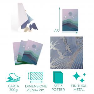 Set con 3 POSTER Quadri moderni ORIENT A3 29,7x42 ART PRINTS METAL finitura metallizzata soggiorno camera da letto, astratti SENZA CORNICE del brand Lupia, categoria: Arredo e decorazioni > Poster > Poster Art Prints Metal.