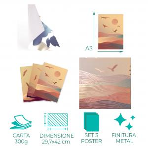 Set con 3 POSTER Quadri moderni DESERT A3 29,7x42 ART PRINTS METAL finitura metallizzata soggiorno camera da letto, astratti SENZA CORNICE del brand Lupia, categoria: Arredo e decorazioni > Poster > Poster Art Prints Metal.