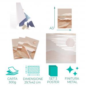 Set con 3 POSTER Quadri moderni LANDSCAPES A3 29,7x42 ART PRINTS METAL finitura metallizzata soggiorno camera da letto, astratti SENZA CORNICE del brand Lupia, categoria: Arredo e decorazioni > Poster > Poster Art Prints Metal.
