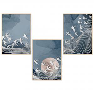 Set con 3 POSTER Quadri moderni SWALLOW FLIGHT A3 29,7x42 ART PRINTS METAL finitura metallizzata soggiorno camera da letto, astratti SENZA CORNICE del brand Lupia, categoria: Arredo e decorazioni > Poster > Poster Art Prints Metal.