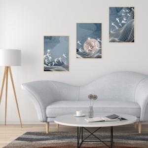 Set con 3 POSTER Quadri moderni SWALLOW FLIGHT A3 29,7x42 ART PRINTS METAL finitura metallizzata soggiorno camera da letto, astratti SENZA CORNICE del brand Lupia, categoria: Arredo e decorazioni > Poster > Poster Art Prints Metal.