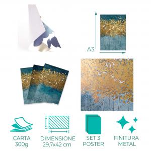 Set con 3 POSTER Quadri moderni FLYING TREES A3 29,7x42 ART PRINTS METAL finitura metallizzata soggiorno camera da letto, astratti SENZA CORNICE del brand Lupia, categoria: Arredo e decorazioni > Poster > Poster Art Prints Metal.