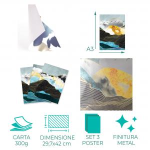 Set con 3 POSTER Quadri moderni SEAGULL IN FLIGHT A3 29,7x42 ART PRINTS METAL finitura metallizzata soggiorno camera da letto, astratti SENZA CORNICE del brand Lupia, categoria: Arredo e decorazioni > Poster > Poster Art Prints Metal.
