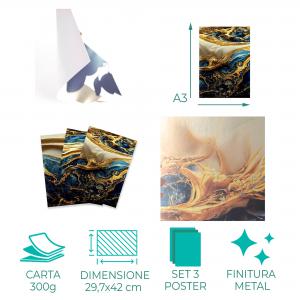 Set con 3 POSTER Quadri moderni FLUID 1 A3 29,7x42 ART PRINTS METAL finitura metallizzata soggiorno camera da letto, astratti SENZA CORNICE del brand Lupia, categoria: Arredo e decorazioni > Poster > Poster Art Prints Metal.