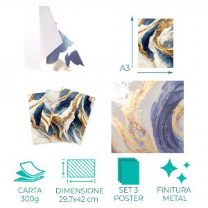 Set con 3 POSTER Quadri moderni FLUID 3 A3 29,7x42 ART PRINTS METAL finitura metallizzata soggiorno camera da letto, astratti SENZA CORNICE del brand Lupia, categoria: Arredo e decorazioni > Poster > Poster Art Prints Metal.
