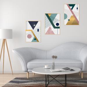 Set con 3 POSTER Quadri moderni GEOMETRIES 3 A3 29,7x42 ART PRINTS METAL finitura metallizzata per soggiorno camera da letto, astratti SENZA CORNICE del brand Lupia, categoria: Arredo e decorazioni > Poster > Poster Art Prints Metal.