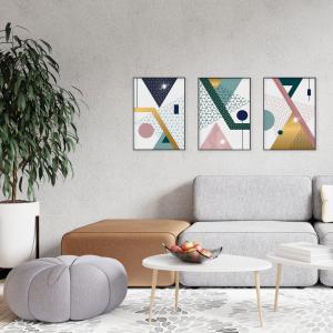 Set con 3 POSTER Quadri moderni GEOMETRIES 3 A3 29,7x42 ART PRINTS METAL finitura metallizzata per soggiorno camera da letto, astratti SENZA CORNICE del brand Lupia, categoria: Arredo e decorazioni > Poster > Poster Art Prints Metal.