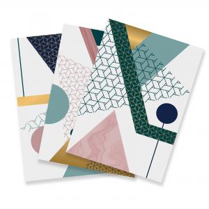 Set con 3 POSTER Quadri moderni GEOMETRIES 3 A3 29,7x42 ART PRINTS METAL finitura metallizzata per soggiorno camera da letto, astratti SENZA CORNICE del brand Lupia, categoria: Arredo e decorazioni > Poster > Poster Art Prints Metal.