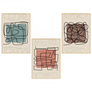 Set con 3 POSTER Quadri moderni LABYRINTH A3 29,7x42 ART PRINTS METAL finitura metallizzata soggiorno camera da letto, astratti SENZA CORNICE del brand Lupia, categoria: Arredo e decorazioni > Poster > Poster Art Prints Metal.