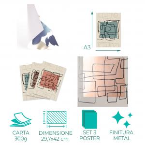 Set con 3 POSTER Quadri moderni LABYRINTH A3 29,7x42 ART PRINTS METAL finitura metallizzata soggiorno camera da letto, astratti SENZA CORNICE del brand Lupia, categoria: Arredo e decorazioni > Poster > Poster Art Prints Metal.