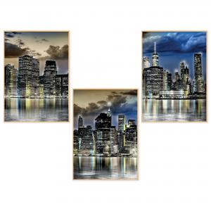 Set con 3 POSTER Quadri moderni NEW YORK SILVER A3 29,7x42 ART PRINTS METAL finitura metallizzata per soggiorno camera da letto, astratti SENZA CORNICE del brand Lupia, categoria: Arredo e decorazioni > Poster > Poster Art Prints Metal.